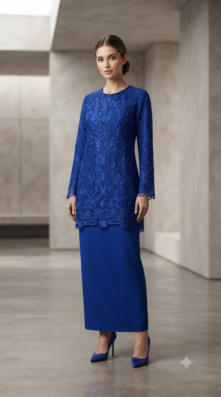 Premium Embroidered Lace Modern Kurung Set