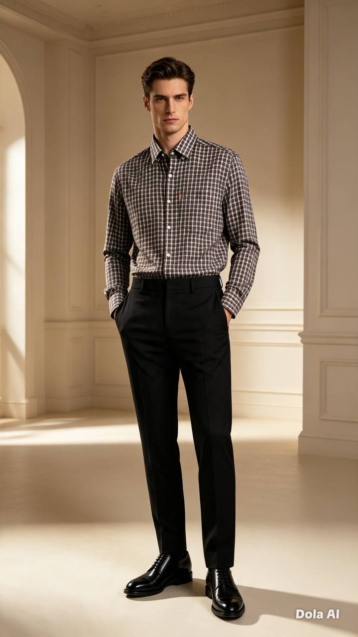 Men's Executive Series Plaid Long Sleeve Dress Shirt