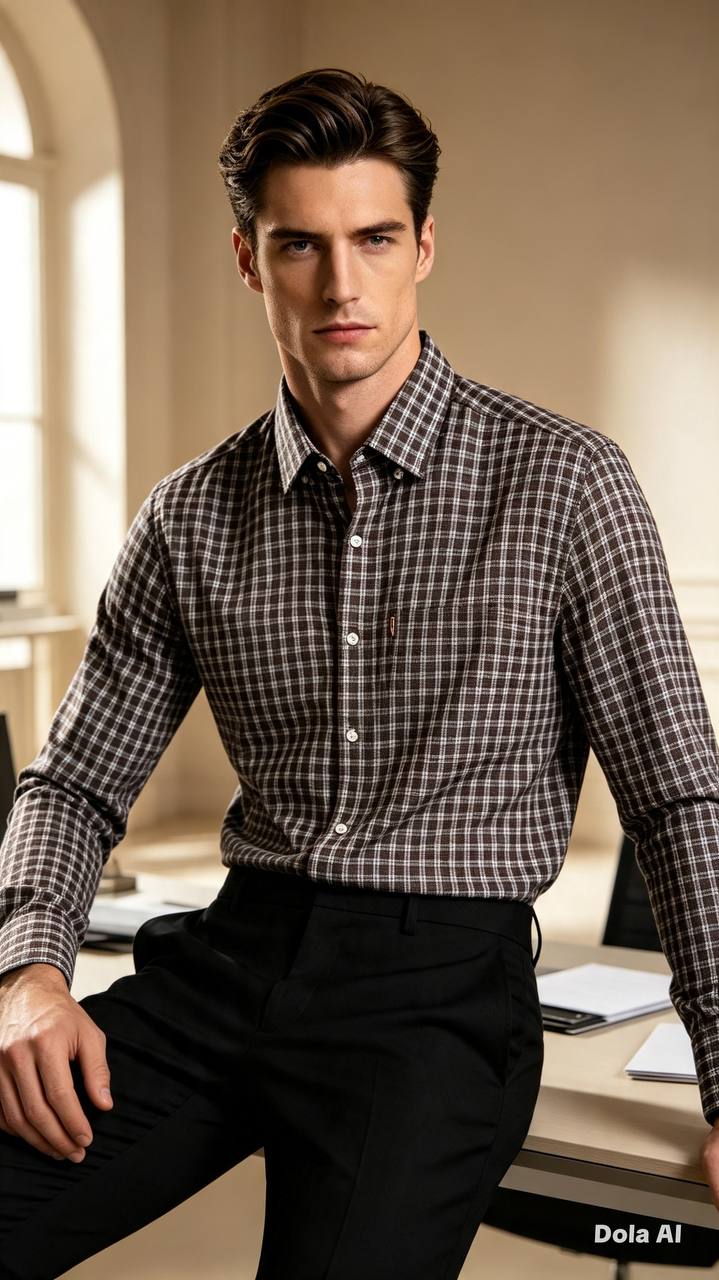 Men's Executive Series Plaid Long Sleeve Dress Shirt