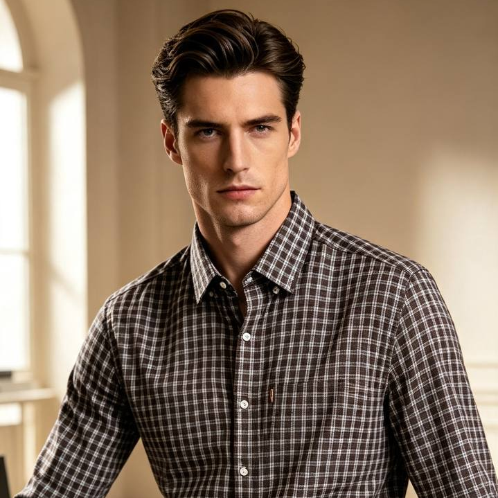 Men's Executive Series Plaid Long Sleeve Dress Shirt