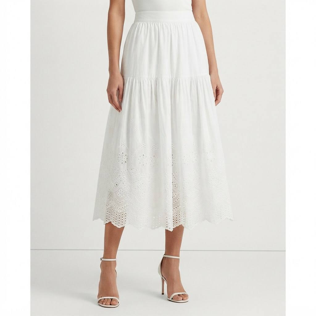 Women's Graceful Series Tiered Eyelet Embroidery Maxi Skirt
