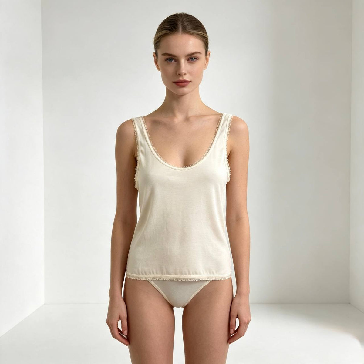 Women's Elegance Series Scoop Neck Picot-Lace Tank Top Innerwear