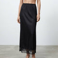 Women's Onyx Series Satin Lace Trim Long Slip