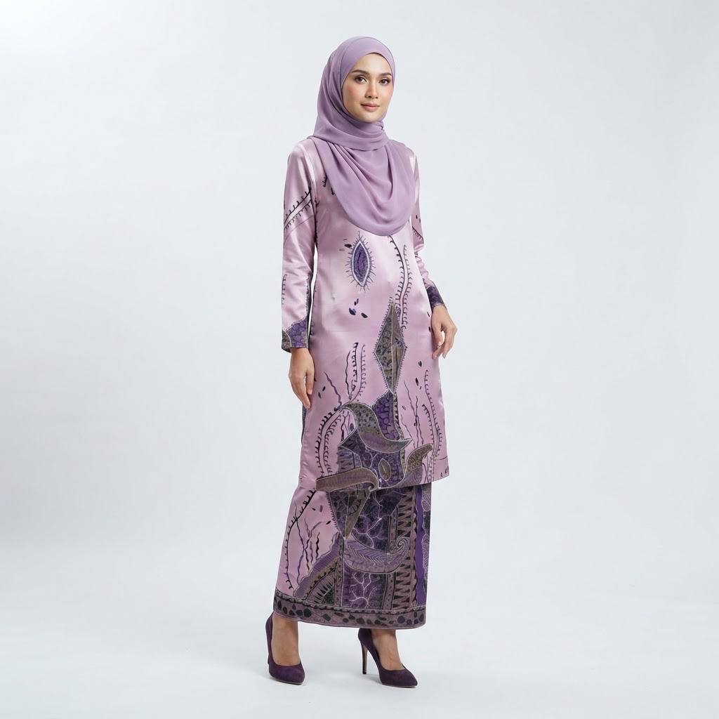 Women’s Abstract Batik Print Baju Kurung Modern Set