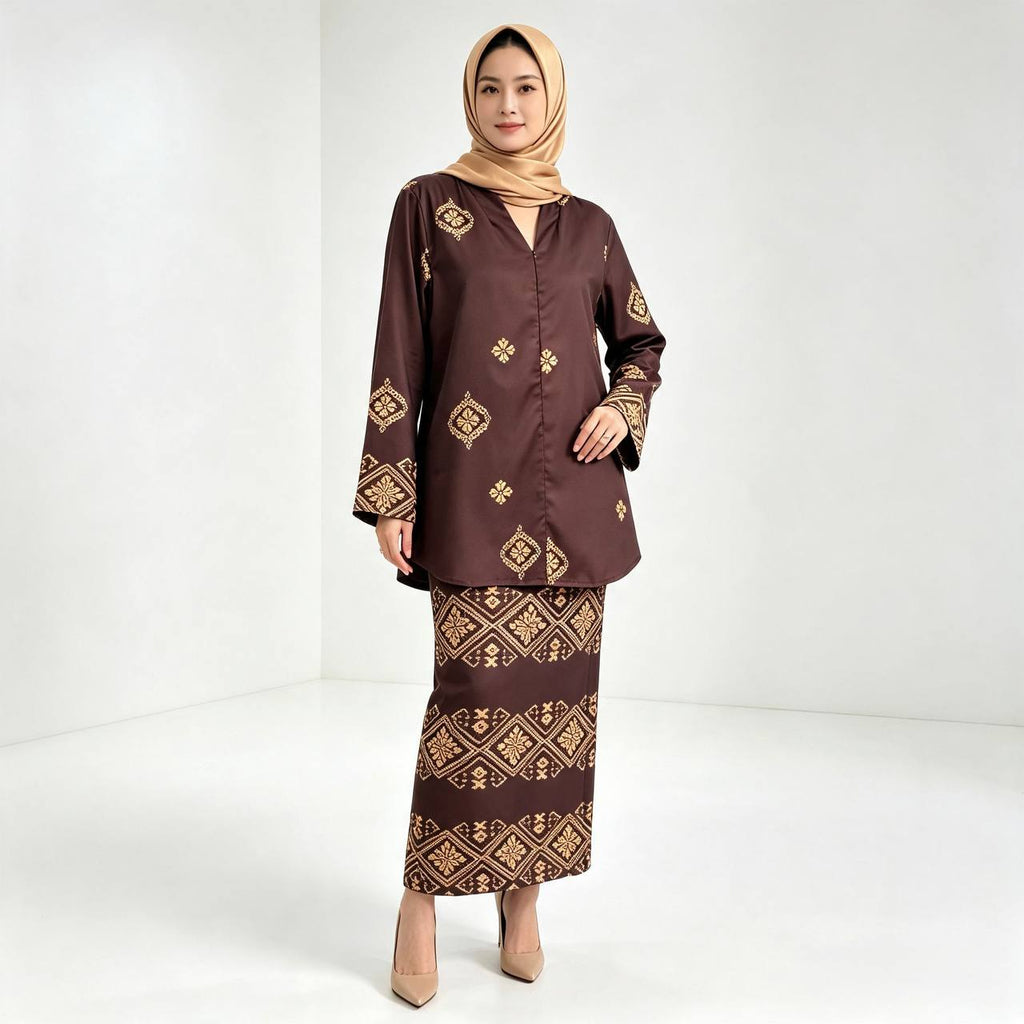 Women’s Songket Motif Printed Baju Kurung Pahang Set