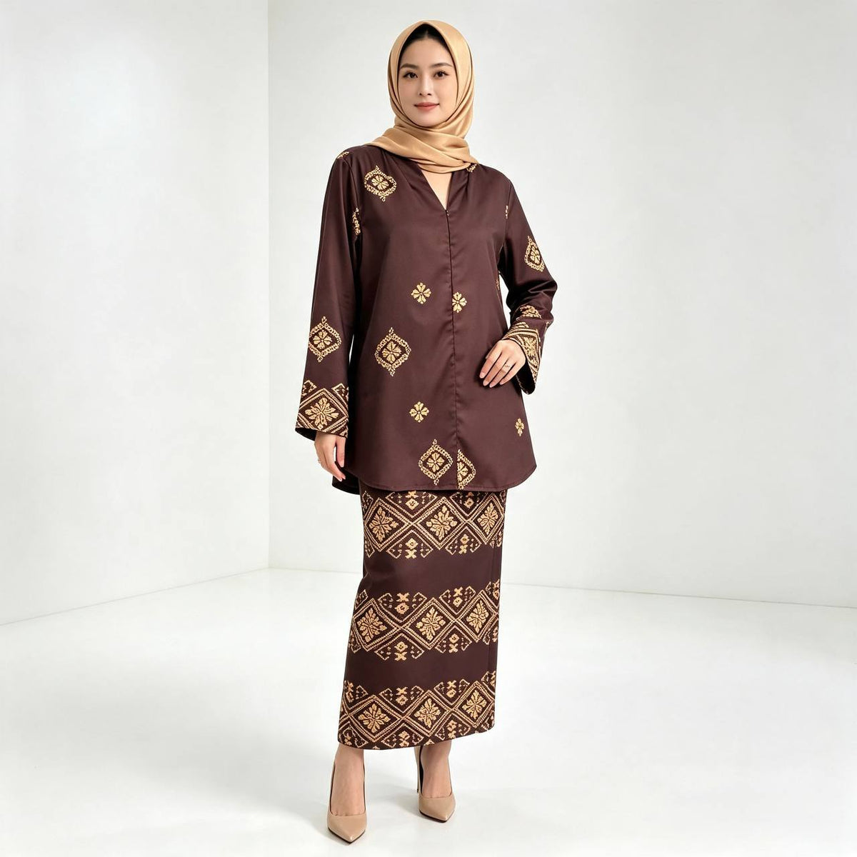 Women’s Songket Motif Printed Baju Kurung Pahang Set