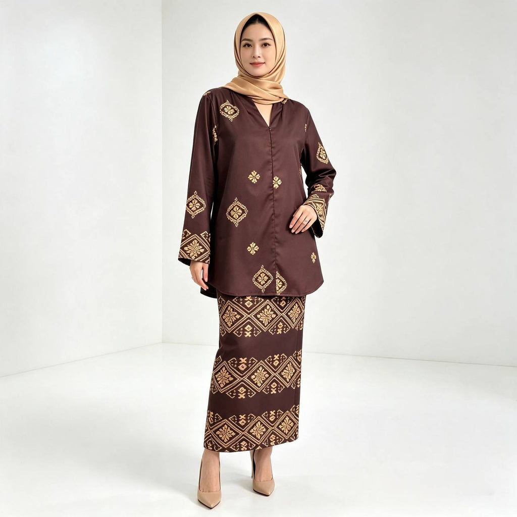 Women’s Songket Motif Printed Baju Kurung Pahang Set