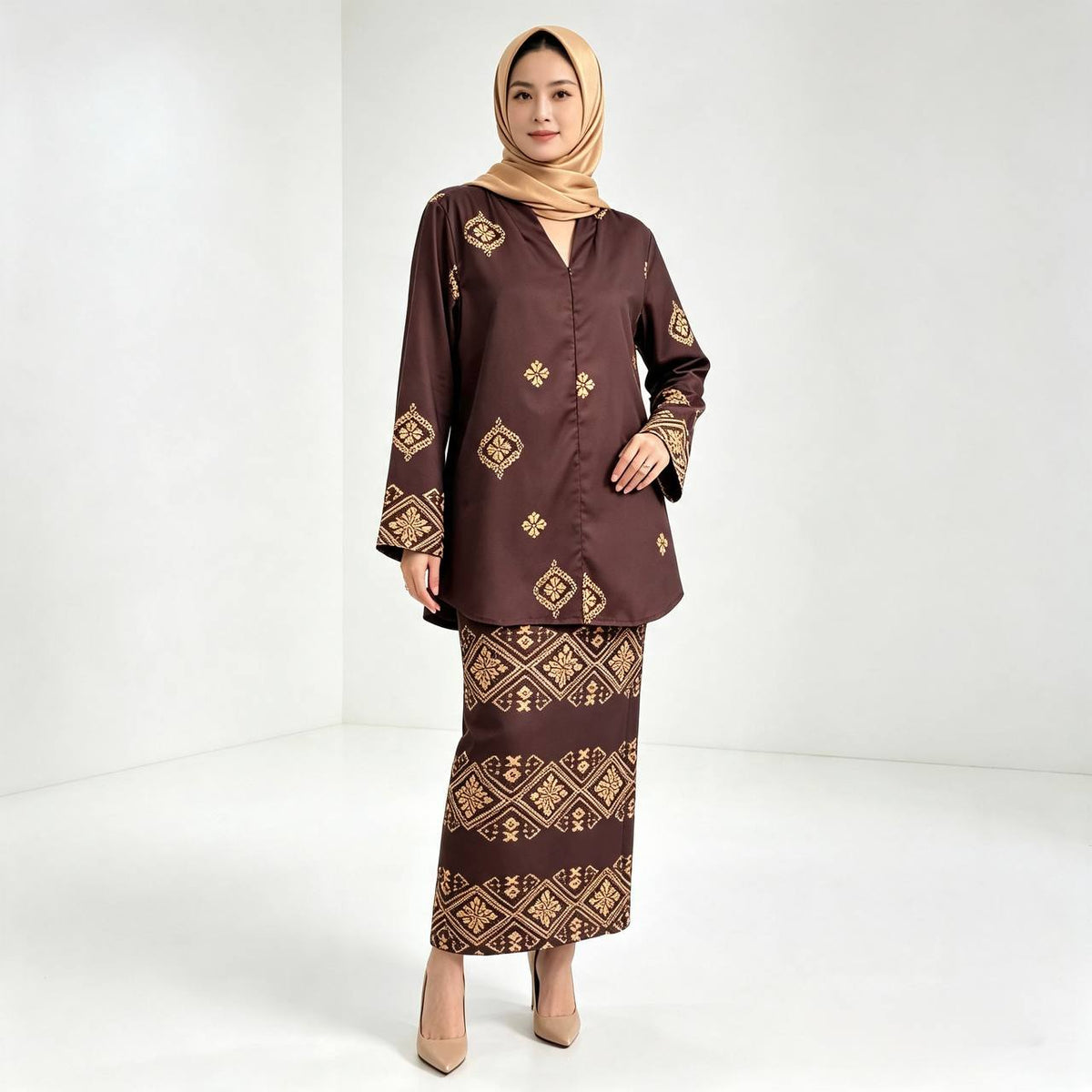 Women’s Songket Motif Printed Baju Kurung Pahang Set