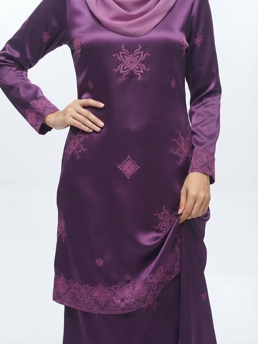 Women’s Satin Jacquard Motif Baju Kurung Modern Set