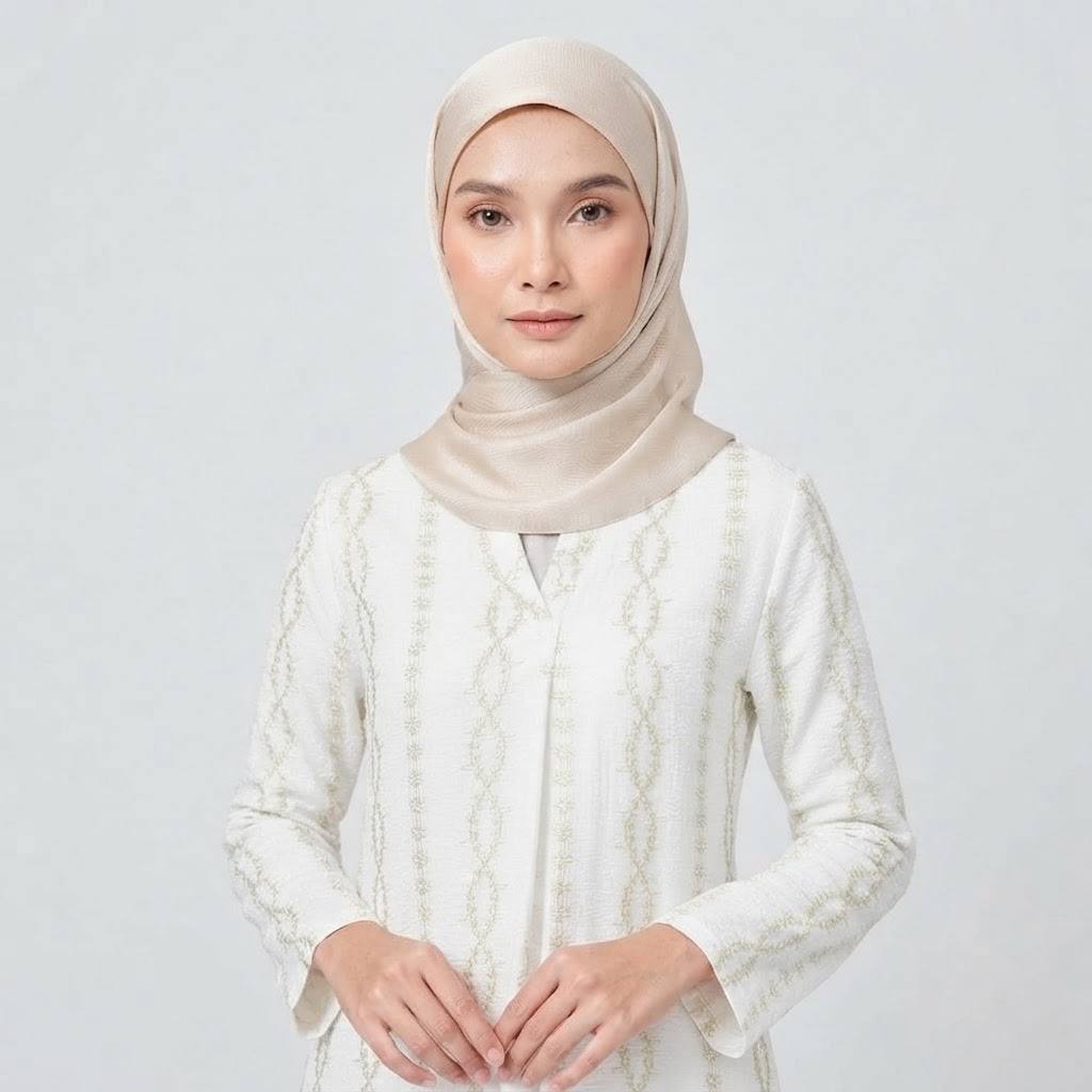 Women’s Satin Jacquard Motif Baju Kurung Modern Set