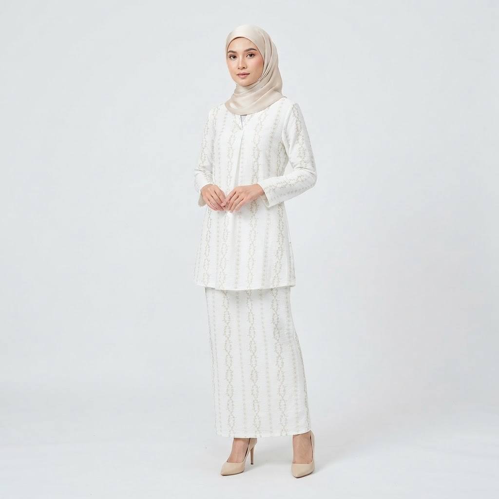 Women’s Satin Jacquard Motif Baju Kurung Modern Set